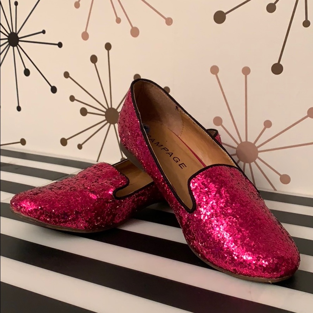 Pink glitter Rampage loafers